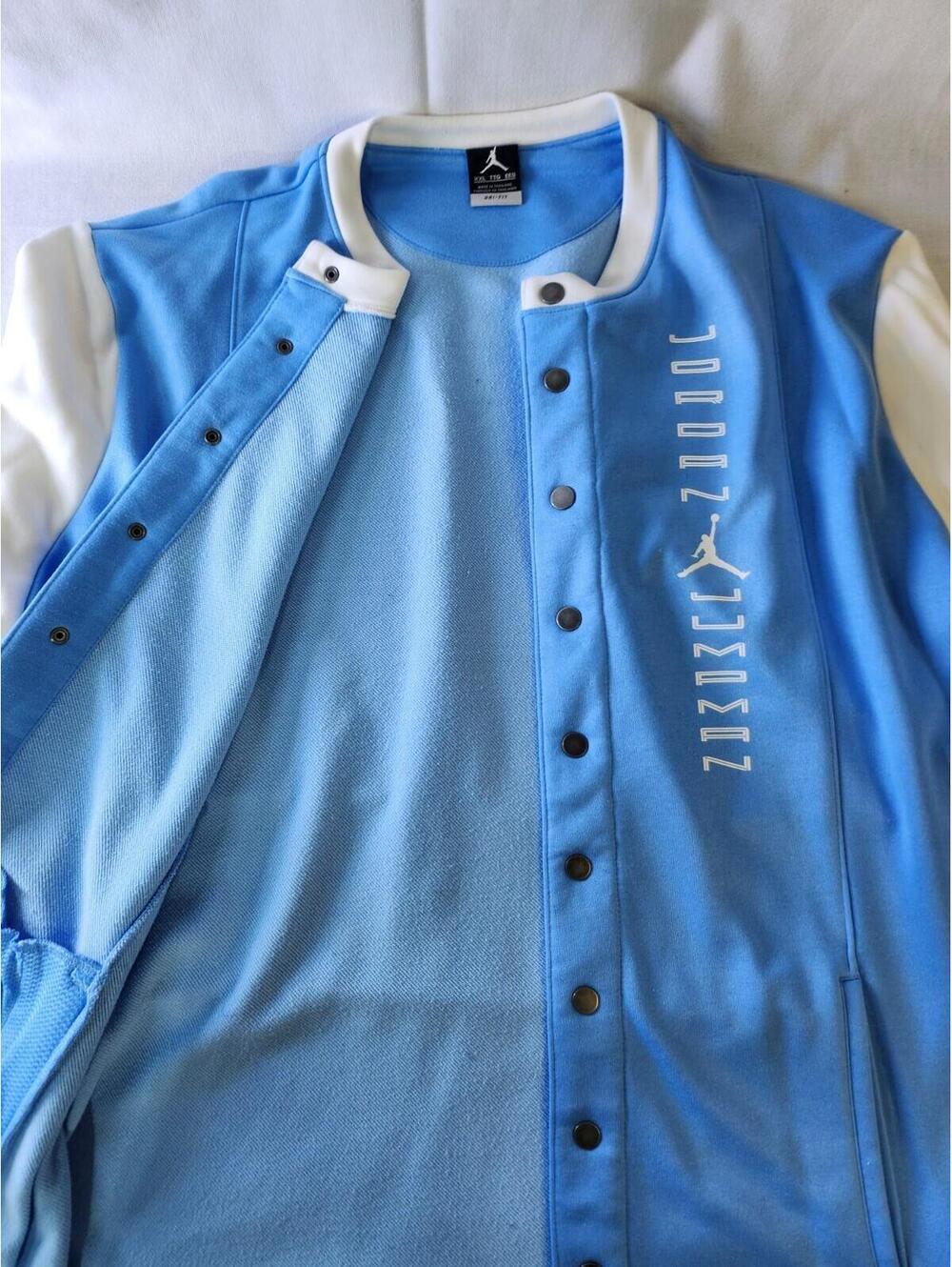 Jordan Jumpman Dri-FIT Varsity Jacket XXL Blue White Snap Closure Pockets - Picture 11 of 15